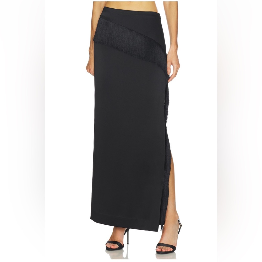 SRG Sofia Richie Grange Sandra Silk Fringe Skirt